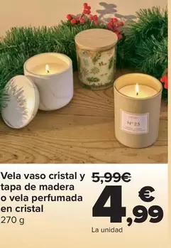 Vela Vaso Cristal Y Tapa De Madera O Vela Perfumada En Cristal