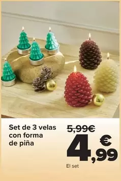 Set De 3 Velas Con Forma De Pina
