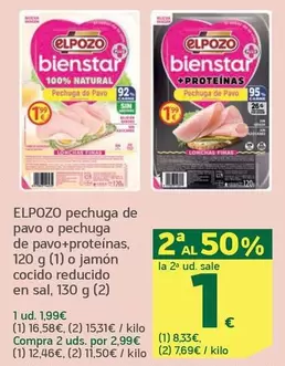 Elpozo - Pechuga De Pavo O Pechuga De Pavo +Proteinas, O Jamon Cocido Reducido En Sal