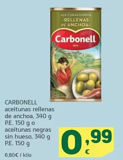Carbonell - Aceitunas Rellenas De Anchoa, Aceitunas Negras Sin Hueso