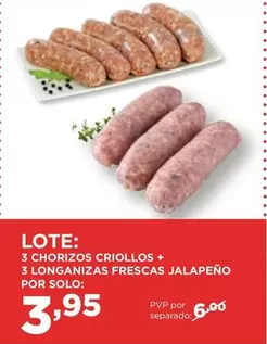 Solo - 3 Chorizos Criollos + 3 Longanizas Frescas Jalapeño
