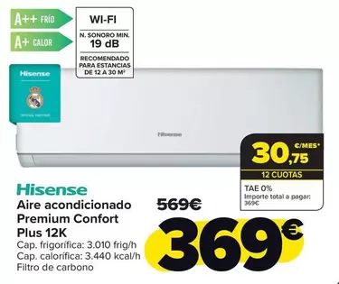 Hisense - Aire Acondicionado Premium Confort Plus 12k
