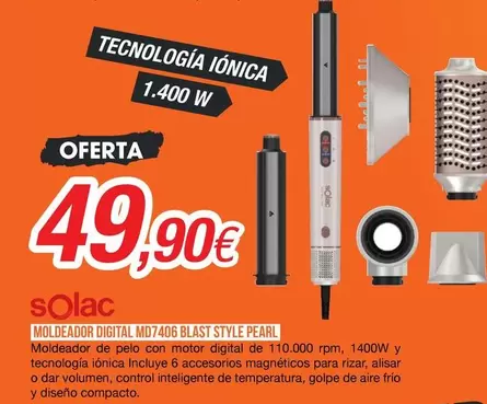 Solac - Moldeador Digital Md7406 Blast Style Pearl