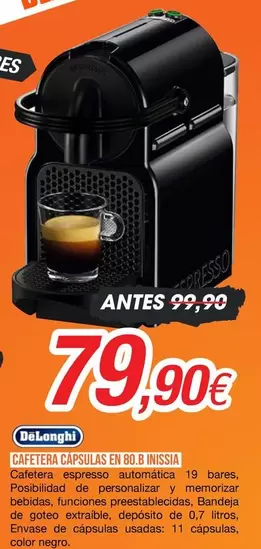 DeLonghi - Cafetera Capsules En Bob Inssia