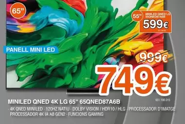 LG - Miniled Qned 4k 65" 65QNED87A6B