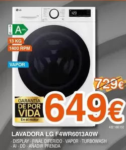 LG - Lavadora F4wr6013a0w