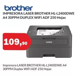 Brother - Impresora Laser Hl L2400dwe A4 30Pm Wifi Adf 250 Hojas