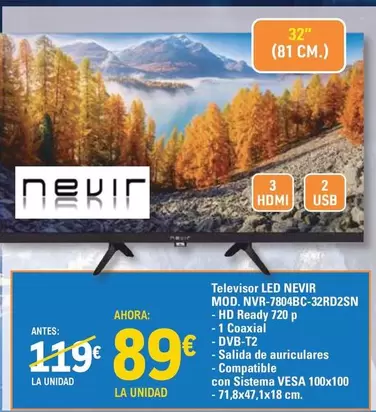 Nevir - Televisor Led Mod. Nvr-7abbc-32rd2sn