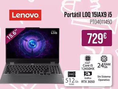 Lenovo - Portátil LOQ 15IAX9 I5