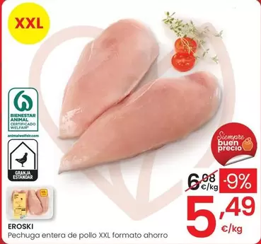 Eroski - Pechuga Entera De Pollo Xxl Formato Ahorro