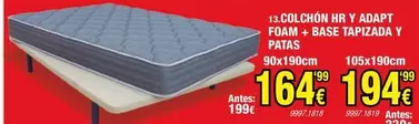 HR - Colchon Hr Y Adapt Foam + Base Tapizada Y Patas
