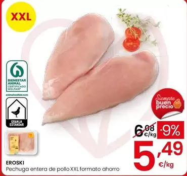 Eroski - Pechuga Entera De Pollo XXL Formato Ahorro