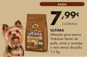 Ultima - Alimento Para Perros Yorkshire Terrier De Pollo, Arroz Y Cereales O Mini Senior De Pollo