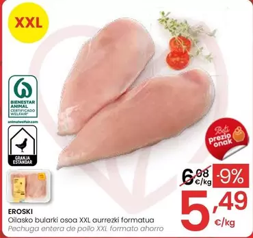 Eroski - Pechuga Entera De Pollo XXL Formato Ahorro
