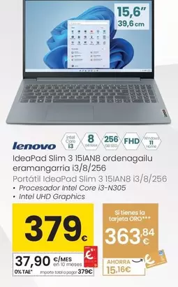 Lenovo - Portátil Ideapad Slim 3 151AN8 13/8/256