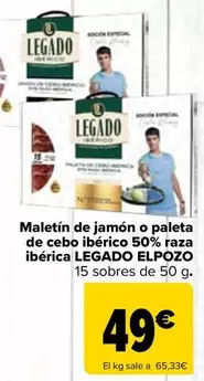 Legado Elpozo - Maletin De Jamon O Paleta De Cebo Iberico 50% Raza Iberica 15 Sobres De 50 G