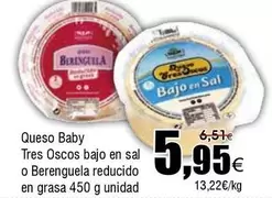 Berenguela - Queso Baby Tres Oscos Bajo En Sal O  Reducido En Grasa