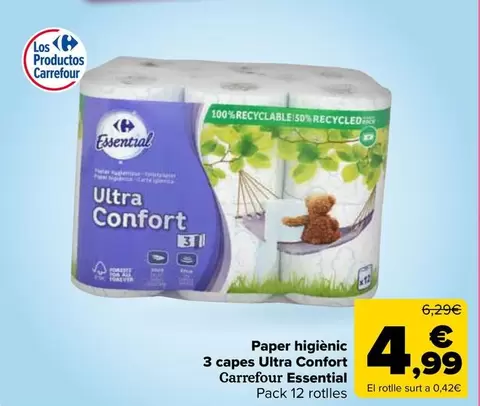 Carrefour bio - paper higienic 3 caps ultra confort