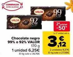 Valor - Chocolate Negro 99% O 92%