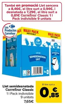 Carrefour Classic - Leche Semi Desnatada