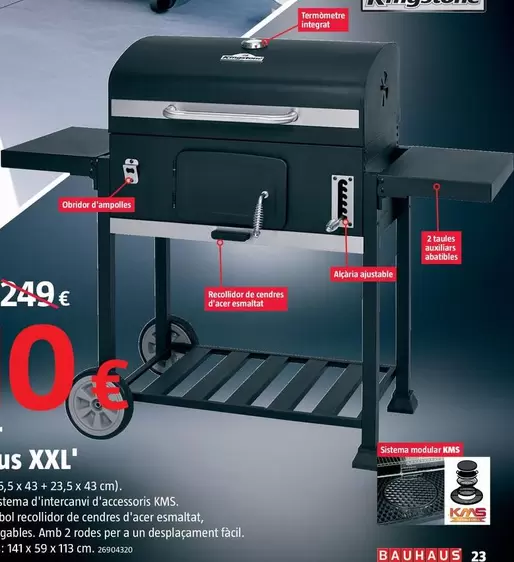 Kingstone - Barbacoa/Ahumador De Carbón 'Black Angus XXL"