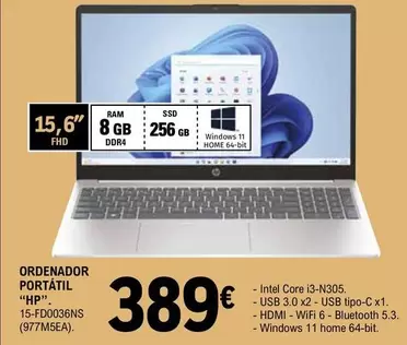 HP - Ordenador Portatil 15-FD0036NS (977M5EA)