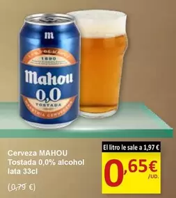Mahou - Cerveza Tostada 0,0% Alcohol