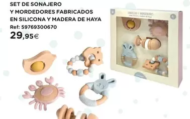 haya - Set De Sonajero Y Mordedores Fabricados En Silicona Y Madera De Haya