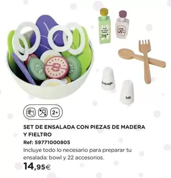 Set De Ensalada Con Piezas De Madera Y Fieltro