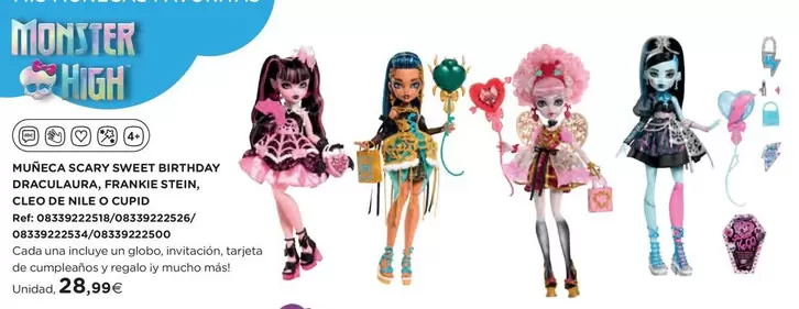 Monster High - Muñecas Secrete Birthday Deca Andrada, Frangi Et En, Cio De Nueces O Piccolo