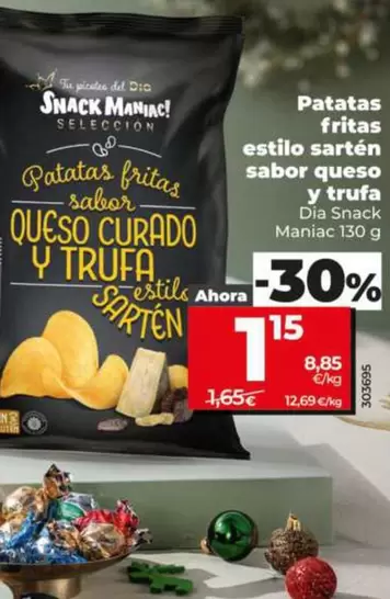 Dia Snack Maniac - Patatas Fritas Estilo Sartén Sabor Queso Y Trufa 130 G