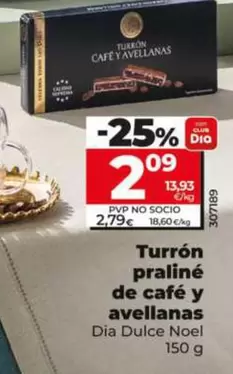 Dia Dulce Noel - Turrón Praliné De Café Y Avellanas 150 G