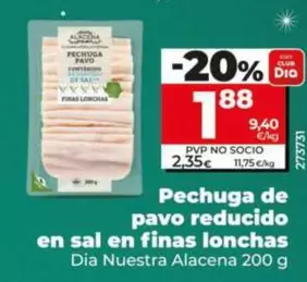 Dia Nuestra Alacena - Pechuga De Pavo Reducido En Sal En Finas Lonchas 200 G