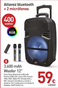 Altavoz Bluetooth + 2 Micrófonos