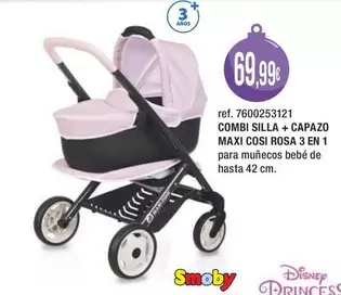 Smoby - Combi Silla + Capazo Maxi Cosi Rosa 3 En 1