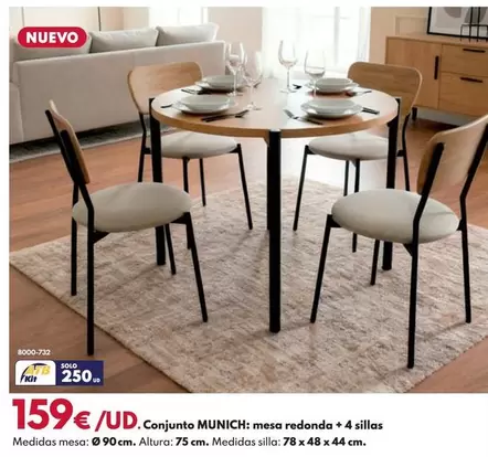 Conjunto Munich:Mesa Redonda + 4 Sillas