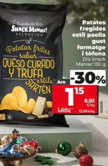 Dia Snack Maniac  - Patatas Fritas Estilo Sartén Sabor Queso Y Trufa 130 G
