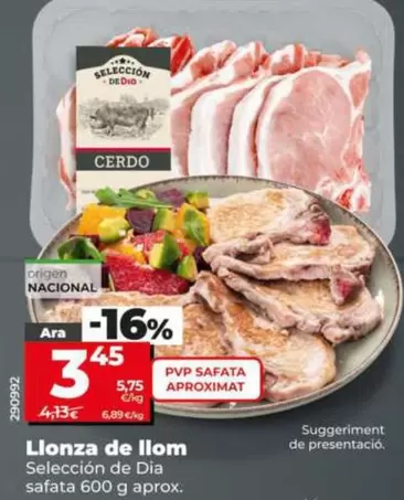 Selección De Dia - Chuleta De Lomo Bandeja 600 G Aprox.