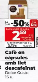 Dolce Gusto - Café En Cápsulas Con Leche Descafeinado 16 Uds.
