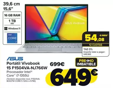 Asus - Portatil Vivobook 15 F1504va-nj766w
