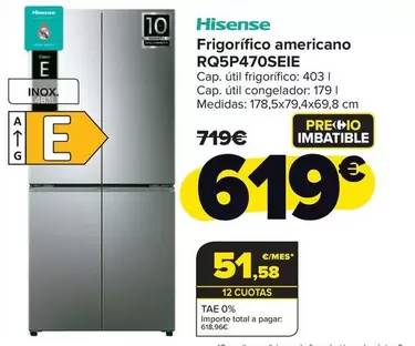 Hisense - Frigorifico Americano Rq5p470seie