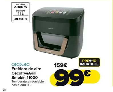 Cecotec - Freidora De Aire Cecofry&Grill Smokin 11000