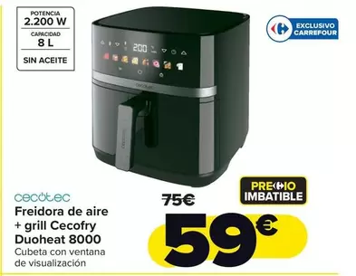 Cecotec - Freidora De Aire + Grill Cecofry Duoheat 8000