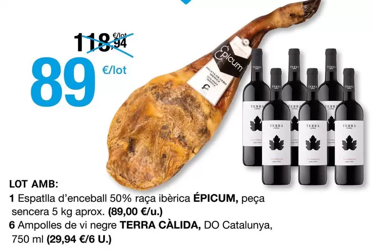 Terras Gauda - Espatlla D'enceball 50% Raça Ibèrica Epicum, Peça Sencera