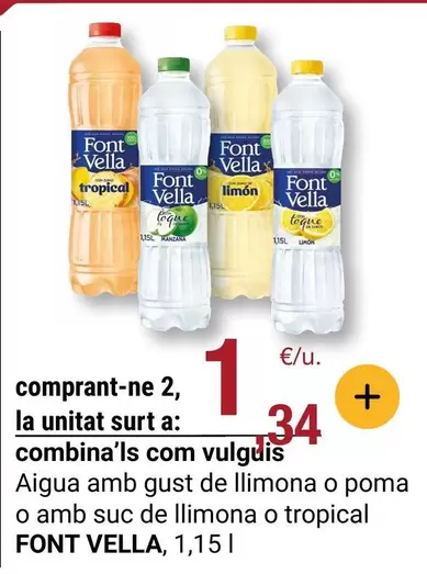 Font Vella - Aigua Amb Gust De Llimona O Poma O Amb Suc De Llimona O Tropical