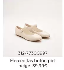Merceditas Botón Piel Beige