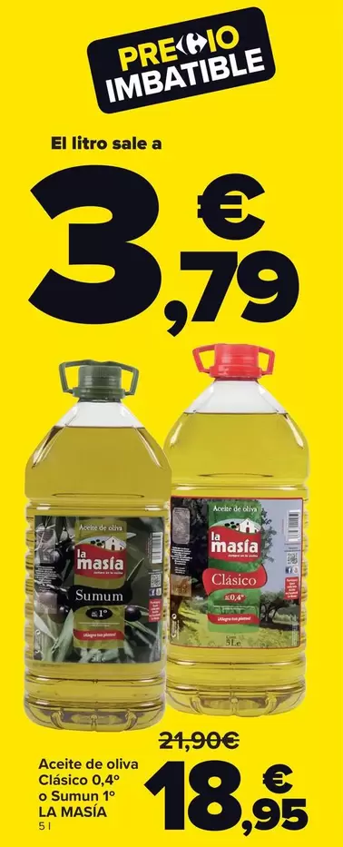 La Masía - Aceite De Oliva  Clasico 0,4°  O Sumun 1°  