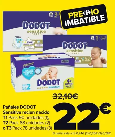 Dodot - Panales Sensitive Recien Nacido T1, T2 O T3