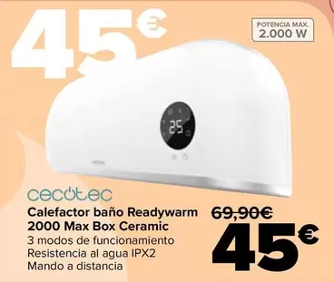 Cecotec - Calefactor Bano Readywarm 2000 Max Box Ceramic