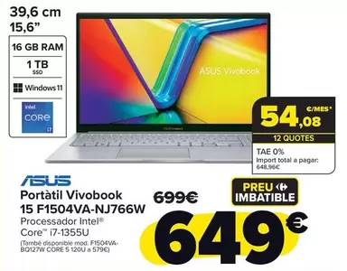 Asus - Portatil Vivobook  15 F1504va-nj766w